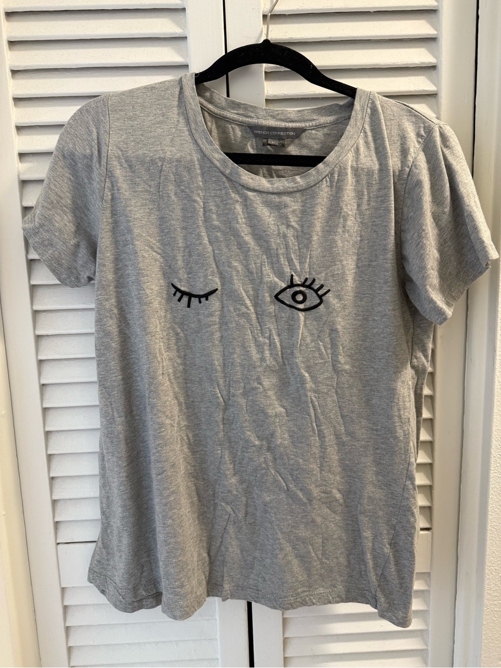 French Connection Gray Tee with Eye Graphic